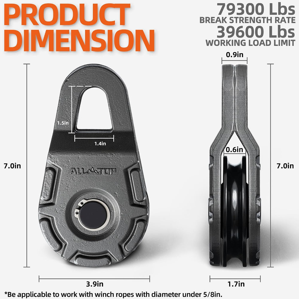 ALL-TOP Forged Snatch Block (18 Ton Work Load) Extreme Recovery Winch Pulley ...