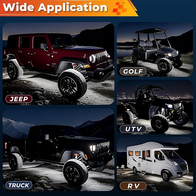 20 Pods Pure White LED Rock Lights Kit
