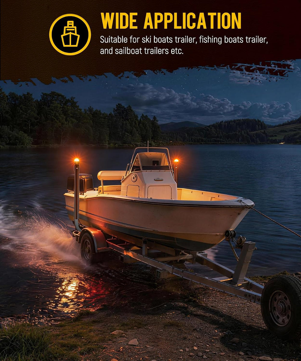Partsam 1 Pair Boat Trailer Guides with Top Light & Reflective Tape