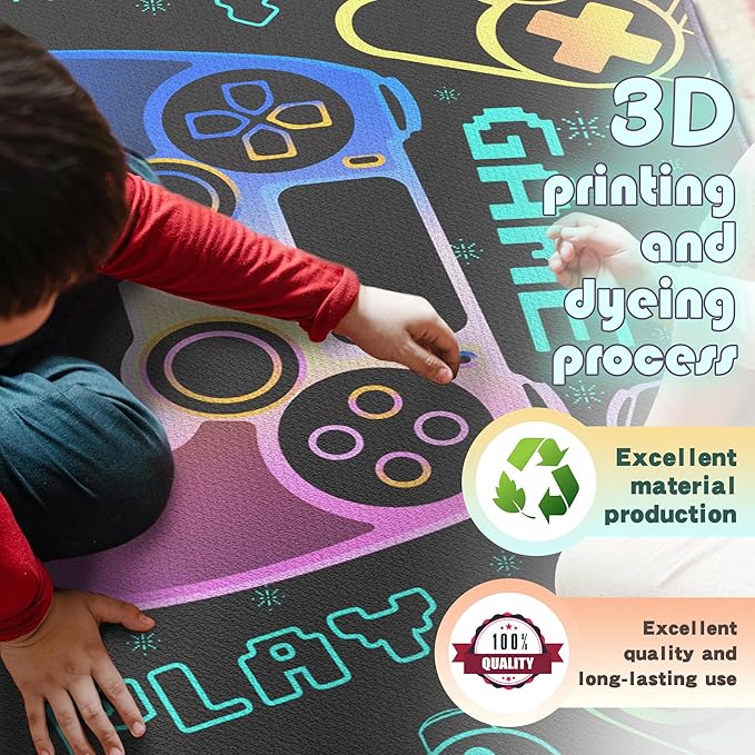 Play Gaming Rug for Bedroom Gamer Mat Gamepad for Boys Room 59"x39"...