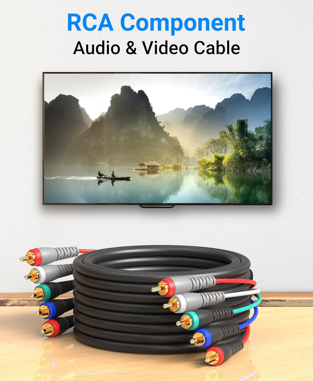 BlueRigger Component Video Cable with Audio (10FT, RCA- 5 Cable, Supports 108...