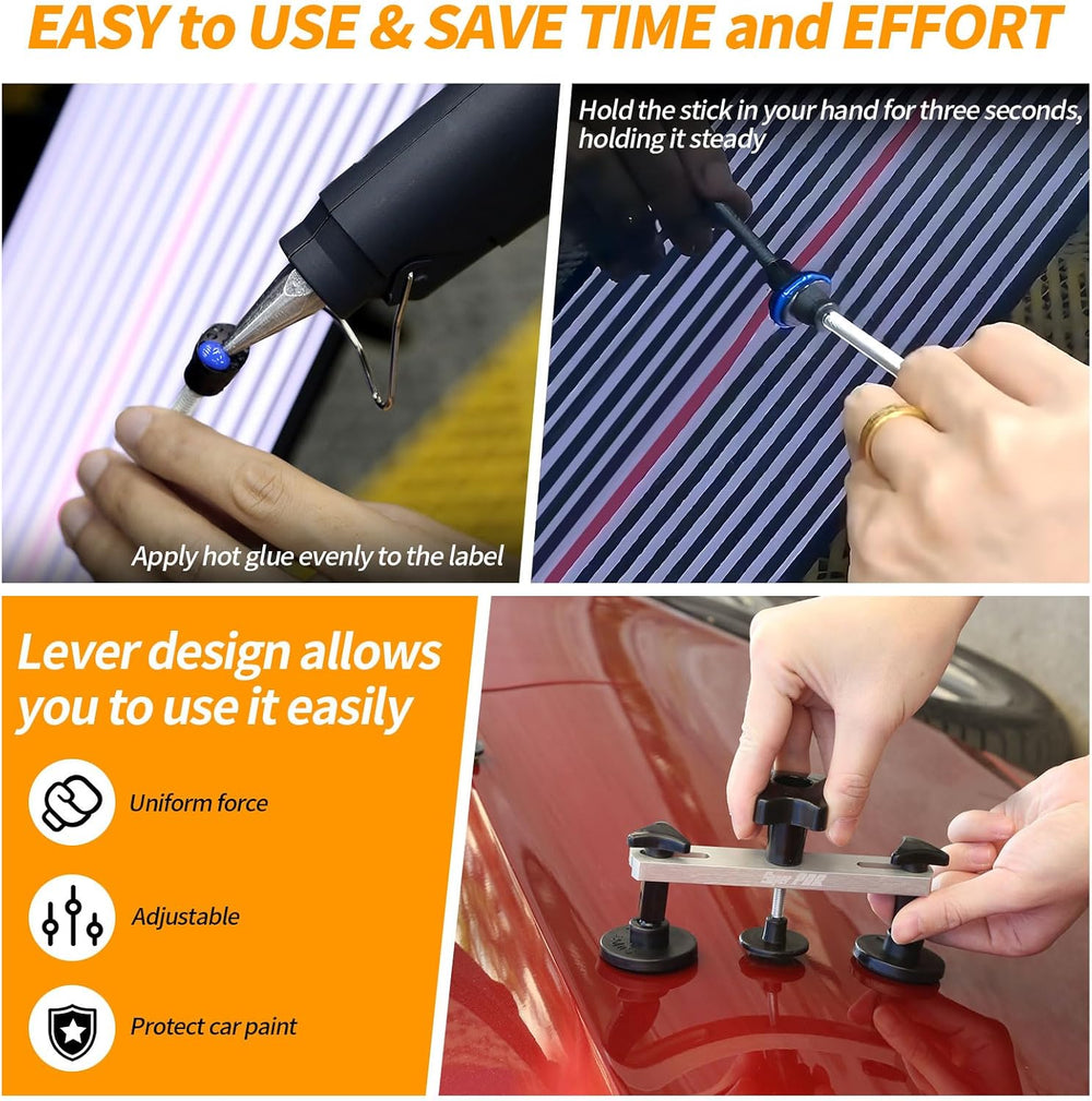Super PDR Paintless Dent Repair Kit 148PCS Dent Puller Kit with LED Light Boa...