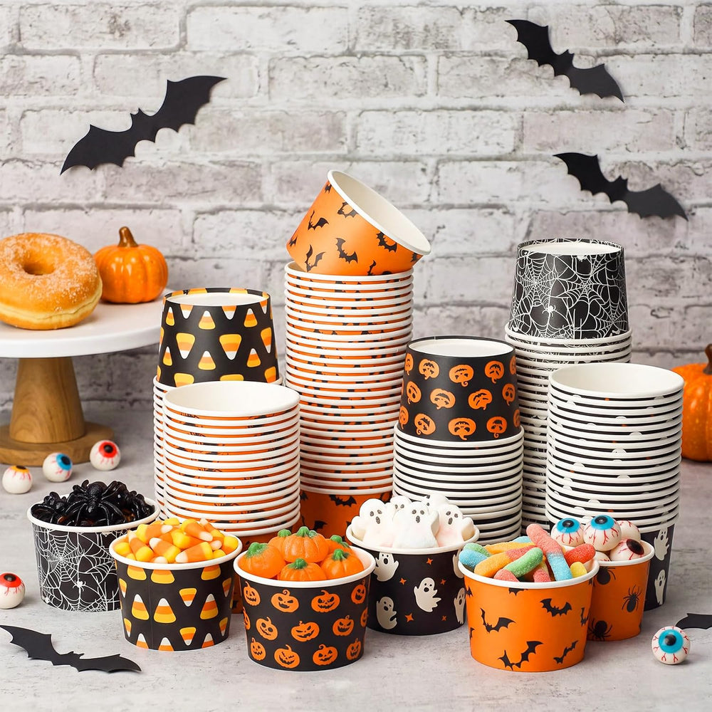 Zhehao 180 Pcs 8 oz Classic Halloween Snack Bowls Paper Bowls for Soup