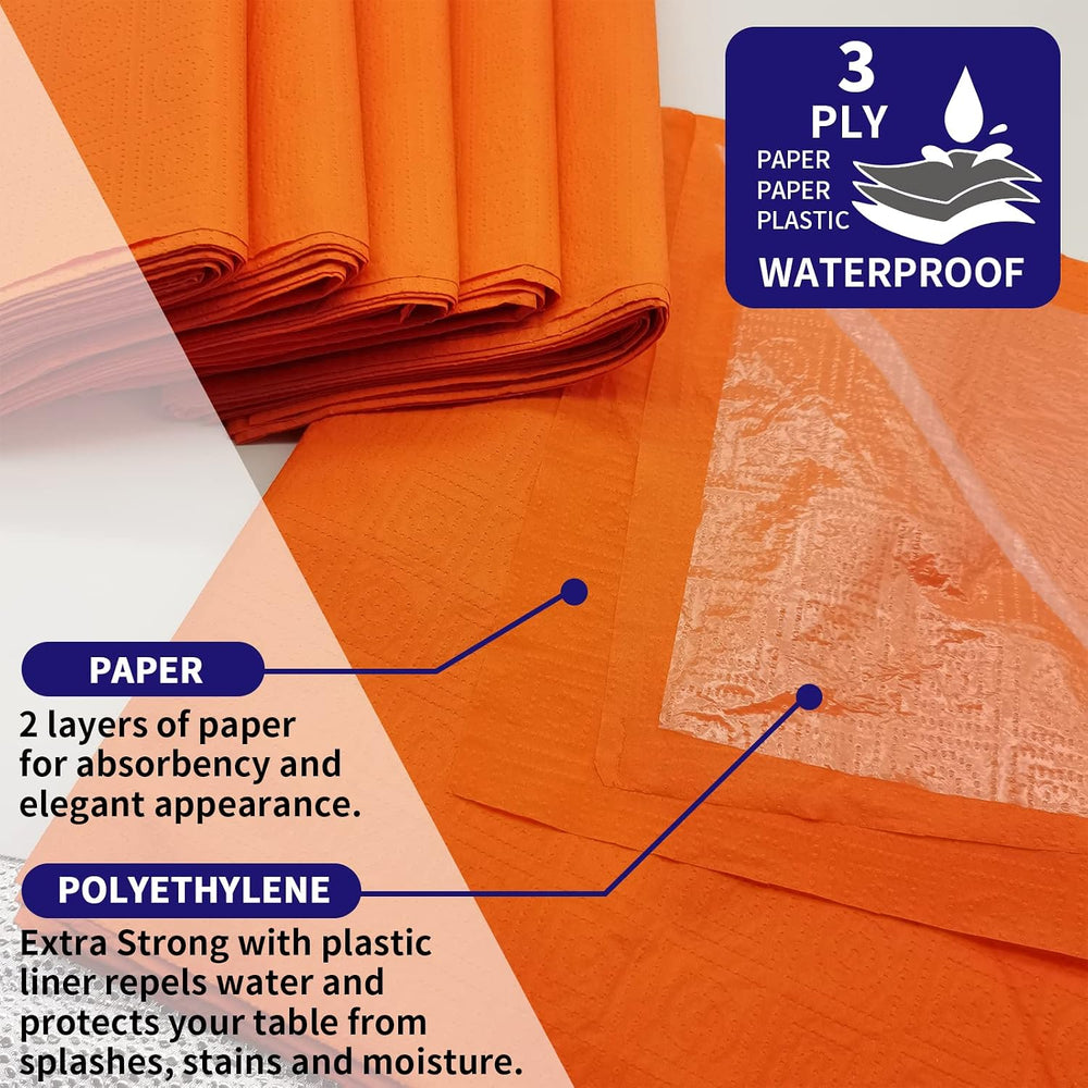 [6 Pack] Orange Paper Tablecloth Disposable for Rectangle Tables, 54 X 108 In...