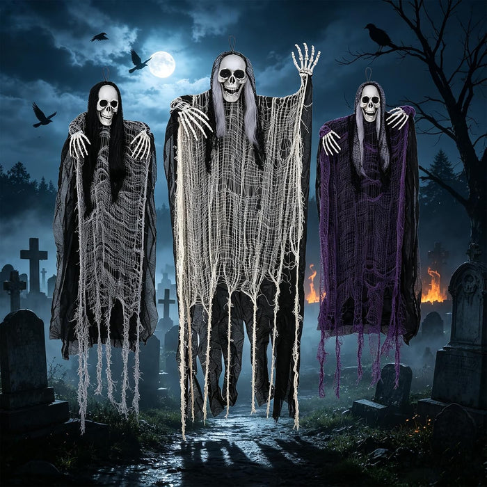 3 Pack Halloween Hanging Skeleton Decorations Outdoor Indoor Yard