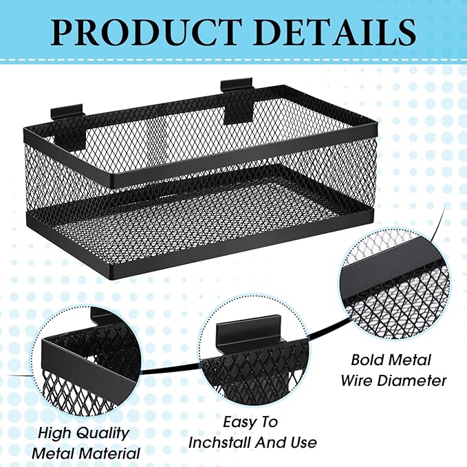 Coume 4 Pcs Black Slatwall Baskets 4 Size Metal Mesh Wire Basket