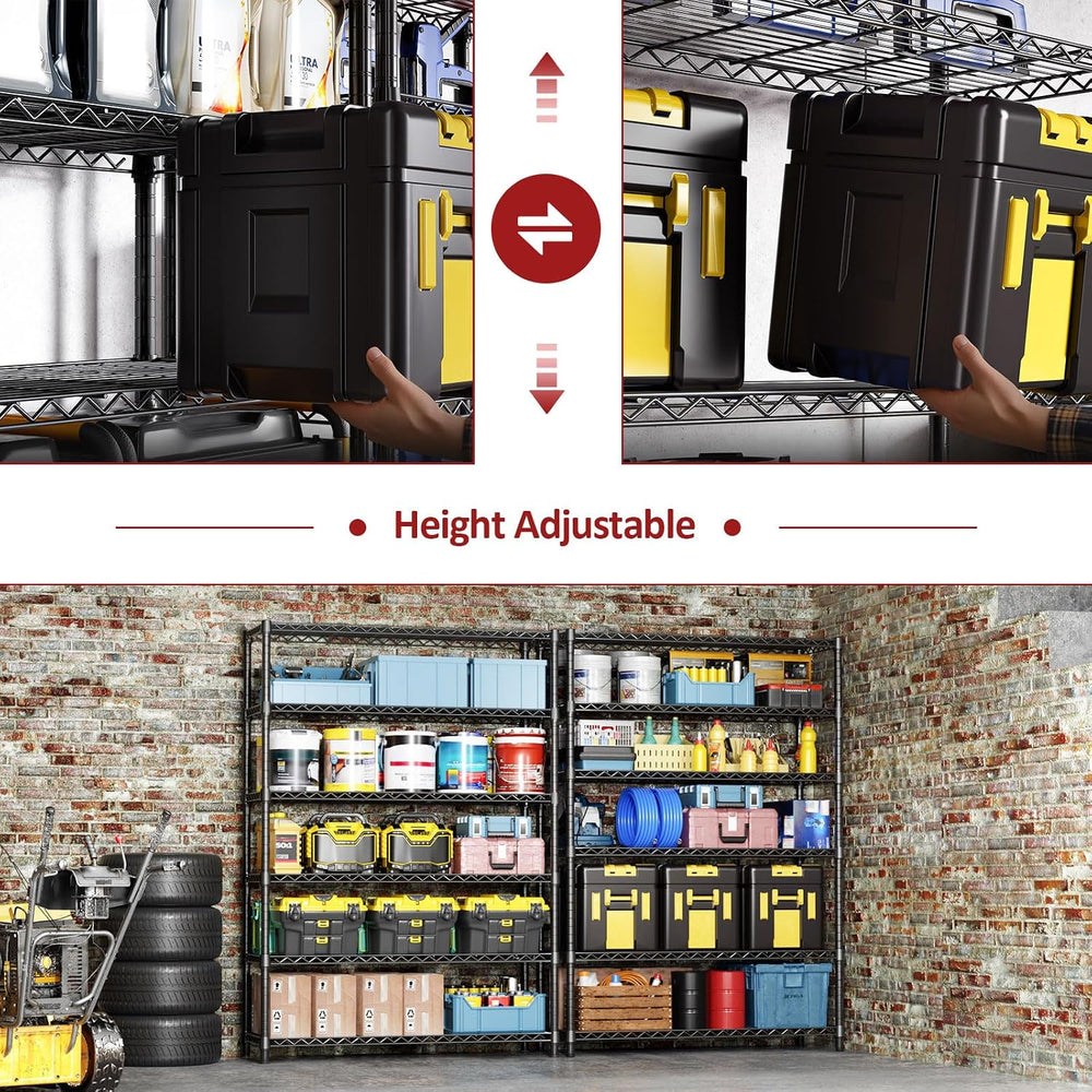 IZEUK 6 Tiers Garage Shelving Wide Storage Shelves Metal Shelves Heavy Duty