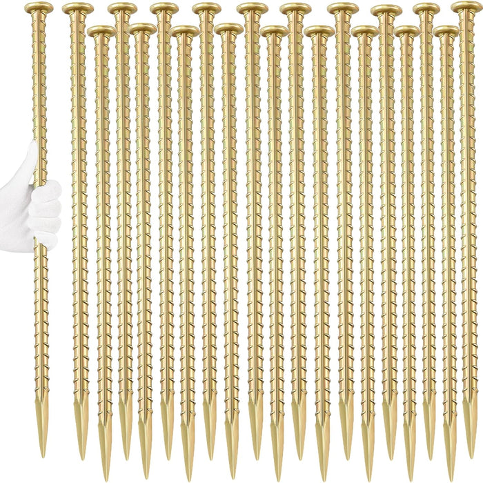 16 Inch Rebar Stakes 1/2 Inch Diameter Galvanized Steel Ground Anchors Heavy (20 Pack)