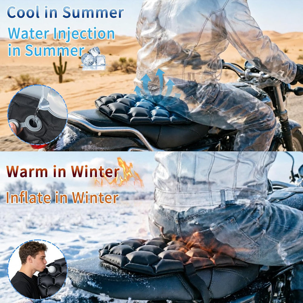 Foldable Motorcycle Seat Cushion with Air and Water Filling, Air Convection B...