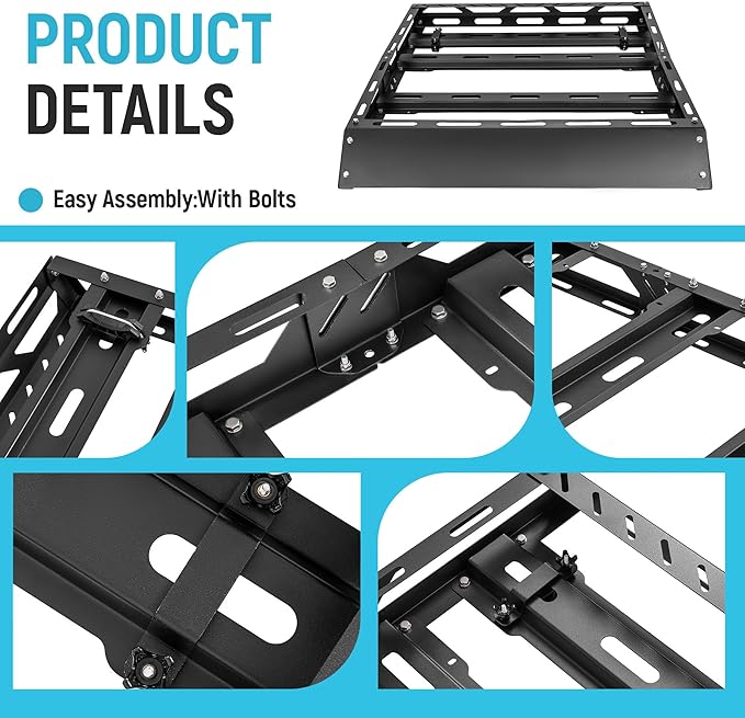 ECOTRIC 50" x 39" x 4.75" Roof Rack Cargo Basket W/Cross Bars Fit