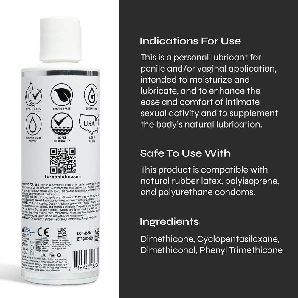Turn On Silicone-Based Anal Lube, Super Slick, Condom Safe, 32 Fl Oz
