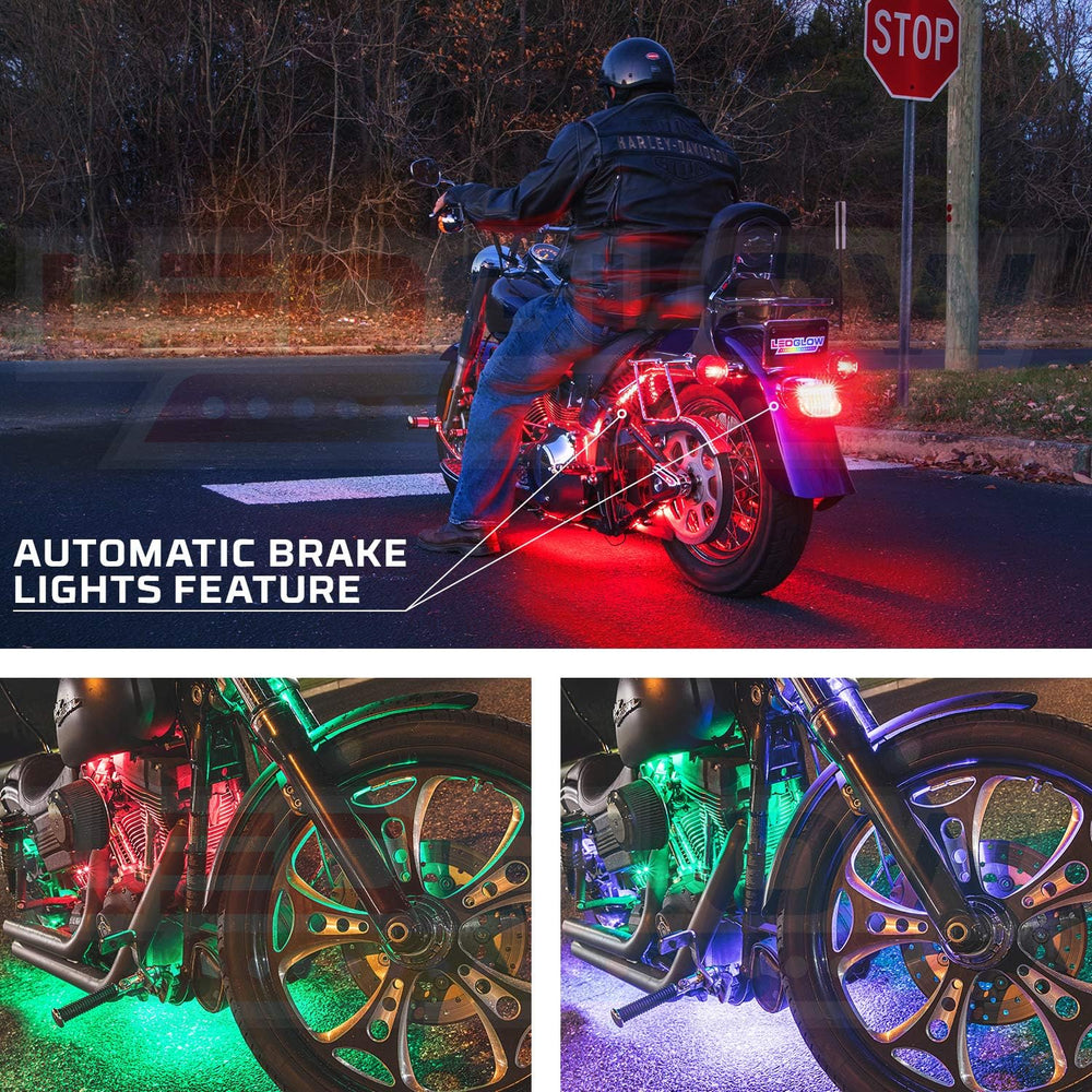 LEDGlow 12pc Bluetooth Advanced Million Color LED Motorcycle Accent Underlow ...