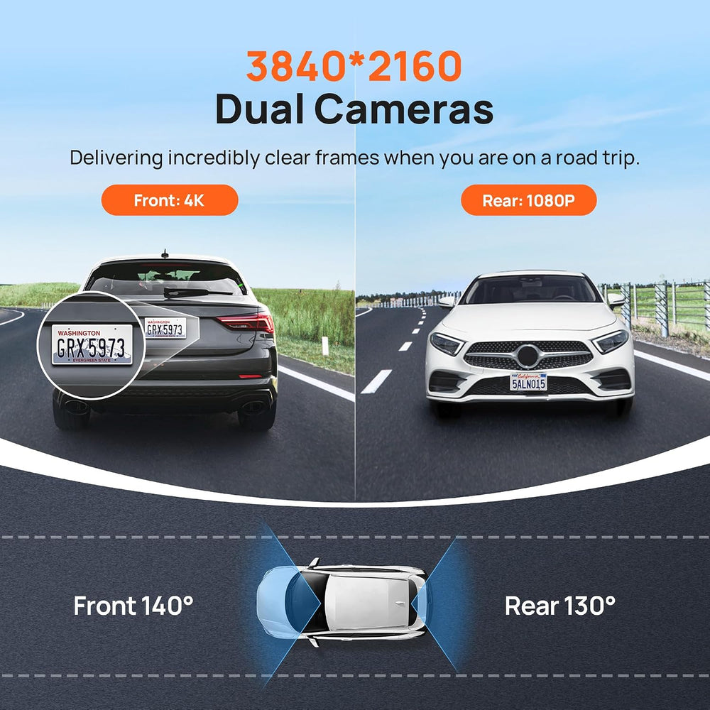 70mai 4K Dash Cam Front and Rear with STARVIS, Dashcam with 5GHz WiFi, GPS Ca...