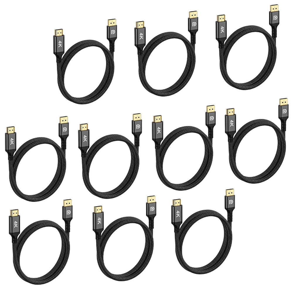 Diyanisly 4K@30Hz DisplayPort to HDMI Cable 3.3 Feet 10 Pack