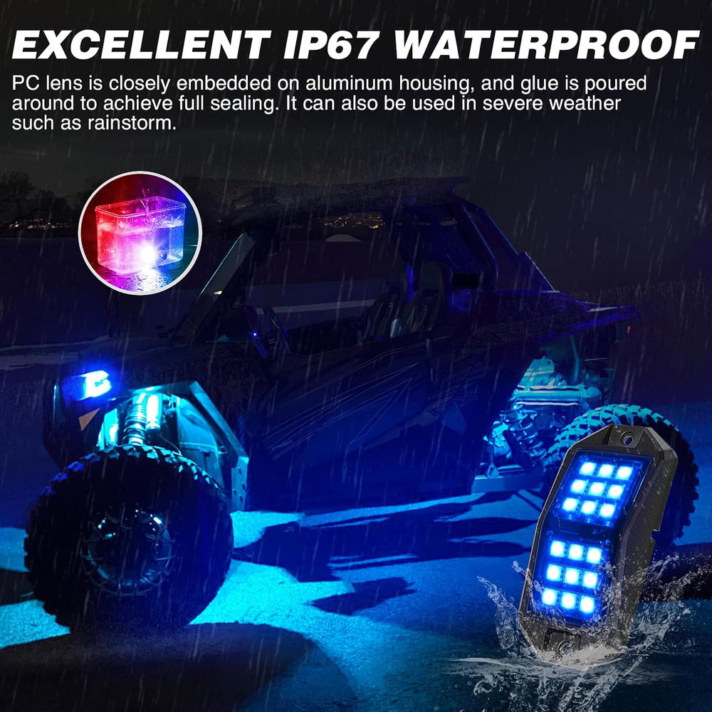 Nilight RGB LED Rock Lights Kit 6 PCS 18LED Wide Angle Wheel Well Light
