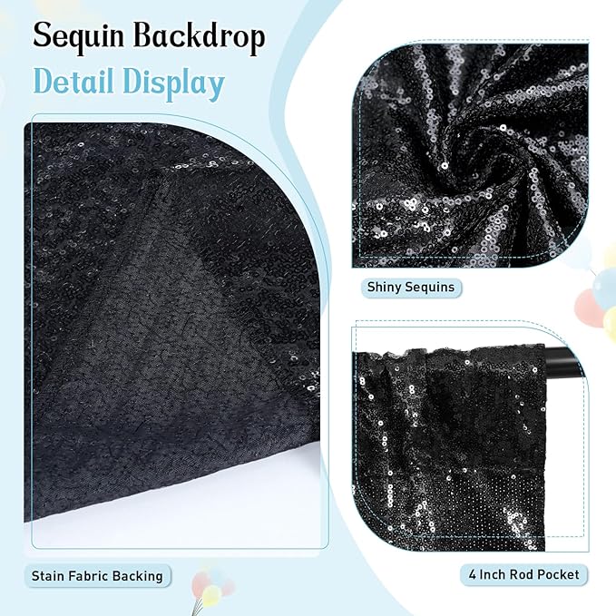 SquarePie Sequin BackdropLess See Through Thick Background Glitter Curtain fo...