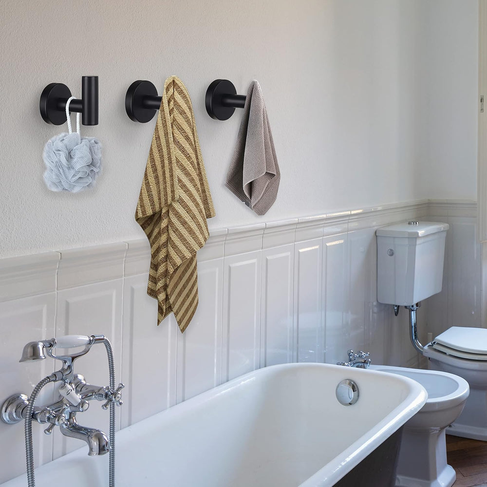 Bathroom Robe Towel Hooks Coat Matte Black Wall Hook Stainless Steel Heavy Du...