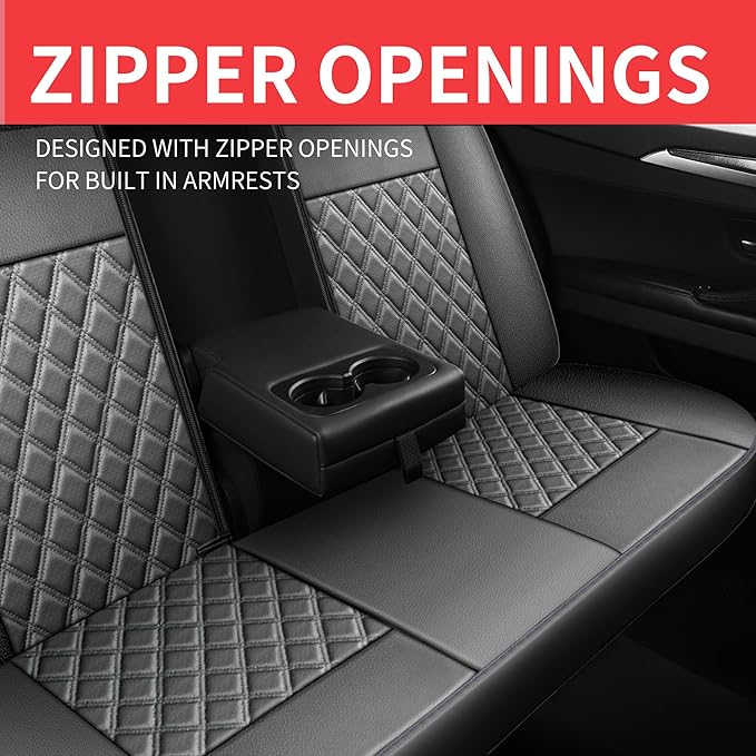 Car Seat Covers Full Set, Breathable and Waterproof Napa Leather Car Seat Cover
