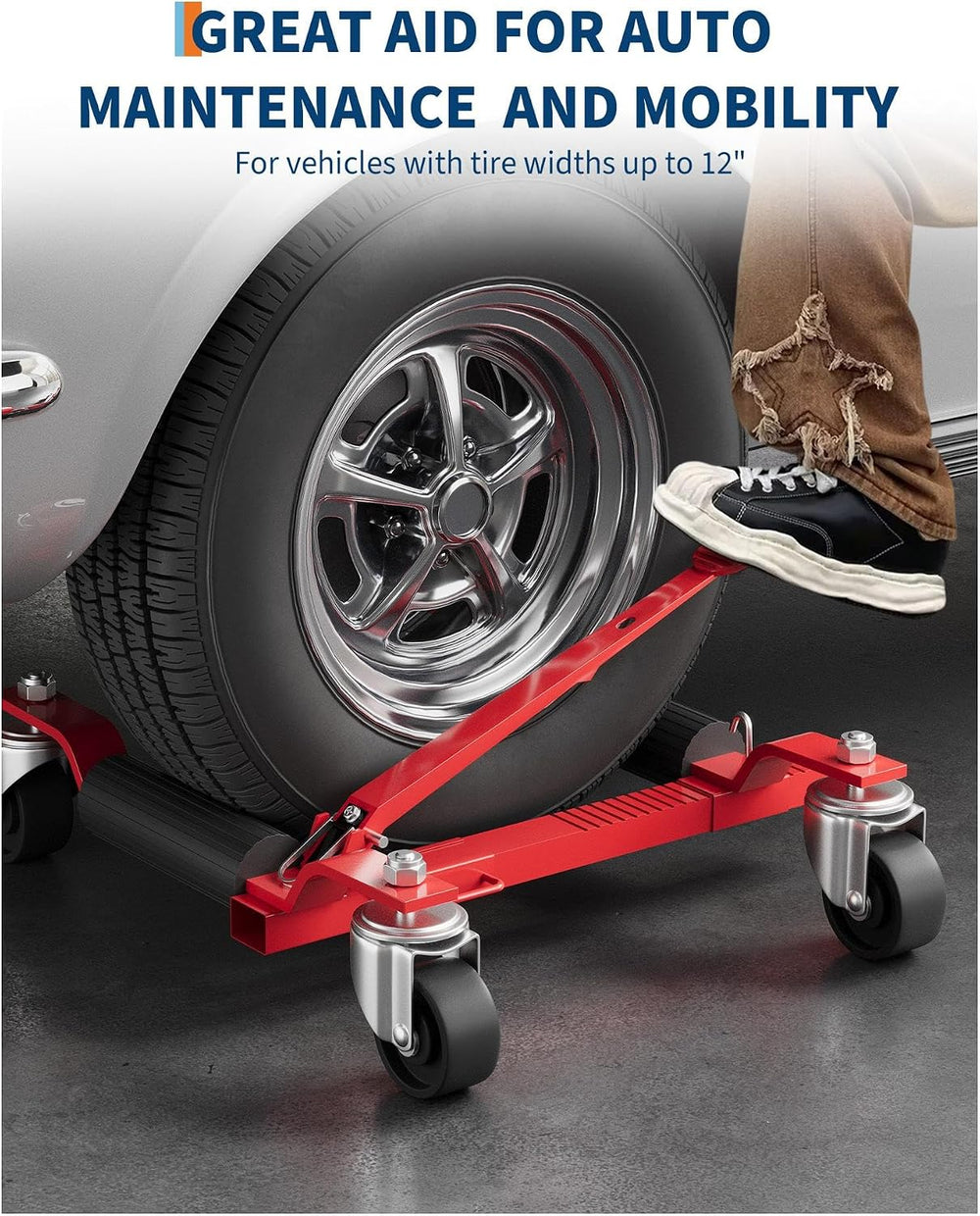 Wheel Dolly Jack 2-Pack, 3000 LBS Capacity Heavy Duty Steel Car Dollies with ...