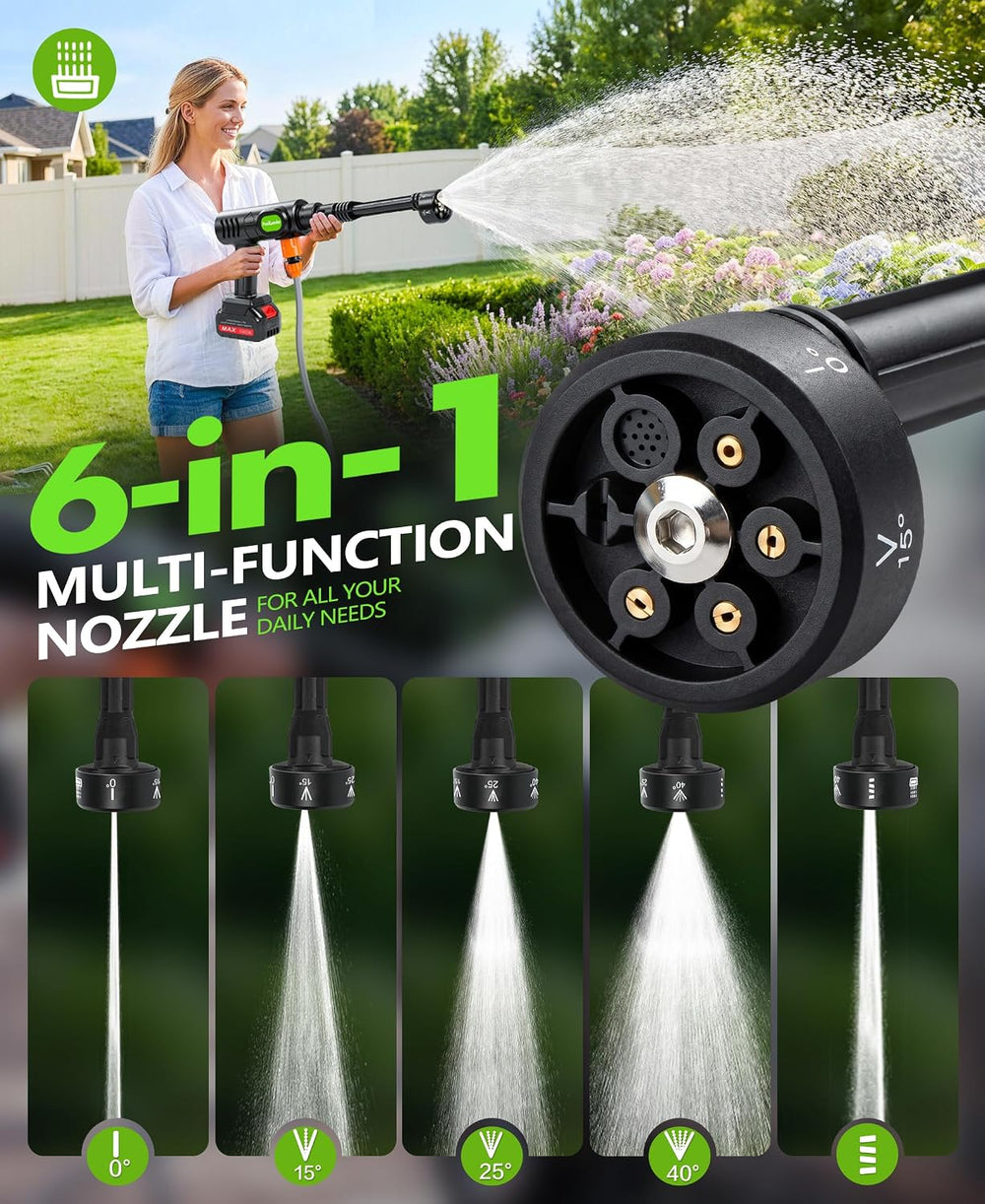 PoolLeader Cordless Car Washing Tool, Portable Vehicle Cleaner with 6-in-1 No...