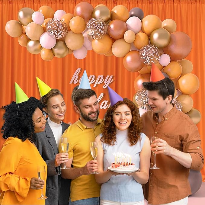 10 x 10 Feet Orange Backdrop Curtain for Partie, Background Curtains for Phot...