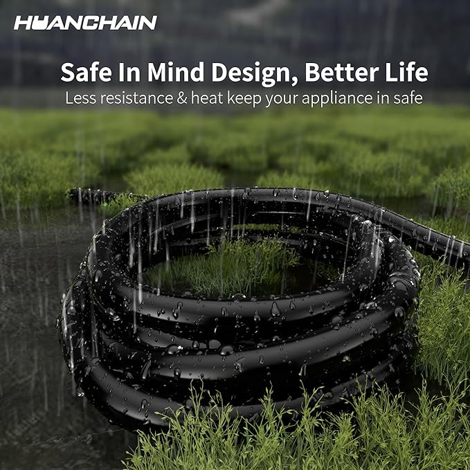 HUANCHAIN Black Outdoor Extension Cord 100 FT Waterproof, Flexible 16/3 Gauge
