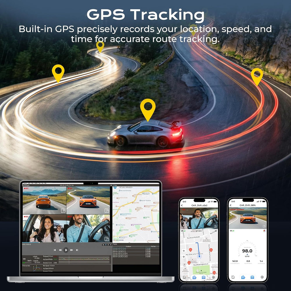 360° Dash Cam 4 Channel, 4K Front Rear and Inside Dash Camera