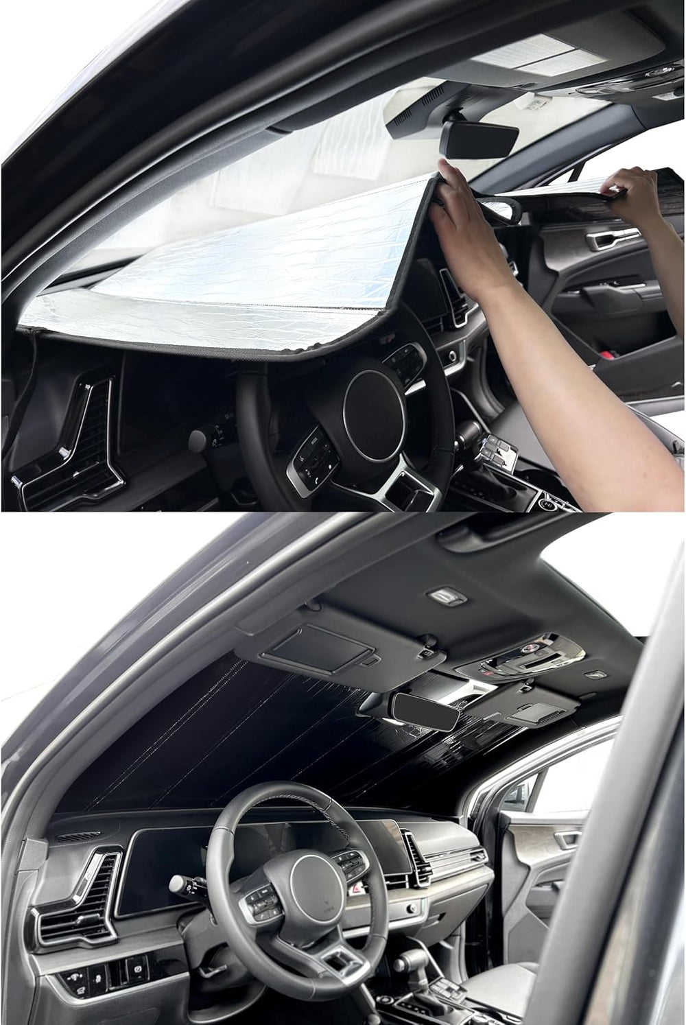 Windshield Foldable Lightweight Sunshade fits Kia K4 Sedan 2025-2026 | Silver...