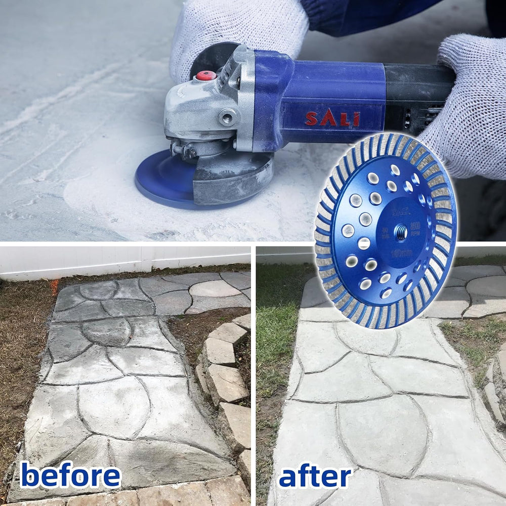 SALI 7 Inch Concrete Grinding Wheels 43 Turbo Diamond Segments 5/8-11 Arbor D...