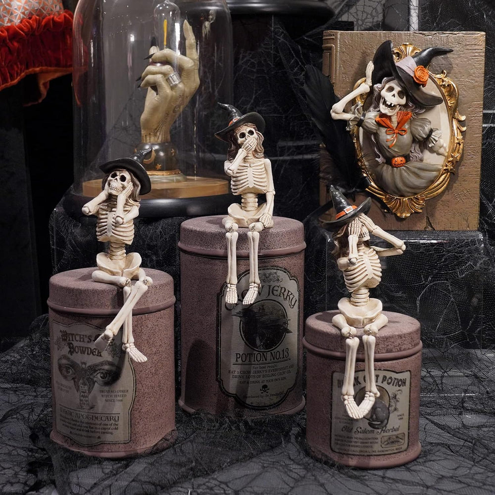 Newman House Studio Halloween-Décorations No-Evil-Skeleton-Figurines