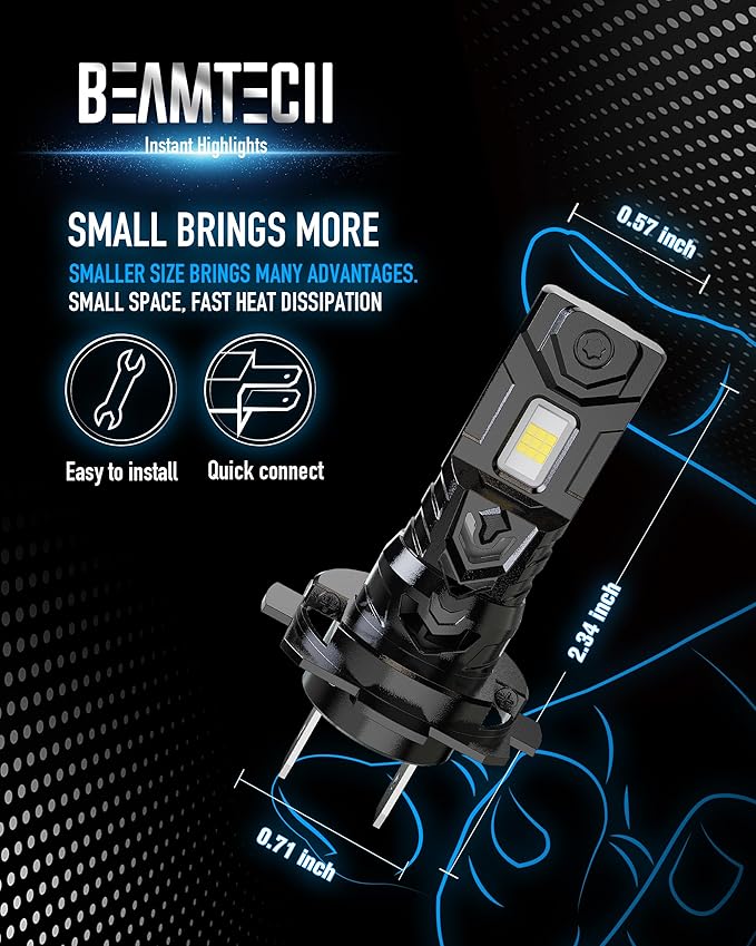BEAMTECH H7 Light Bulb, No Adapter Need High Speed Fan 6500K Xenon White H7 (...