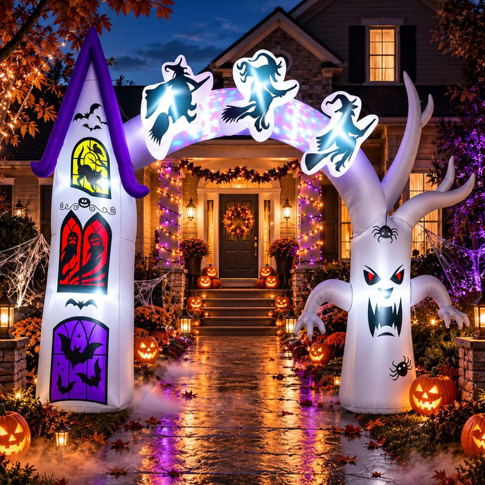 Capoda 14FT Length X 10FT Tall Halloween Inflatable Arch with LED Lights