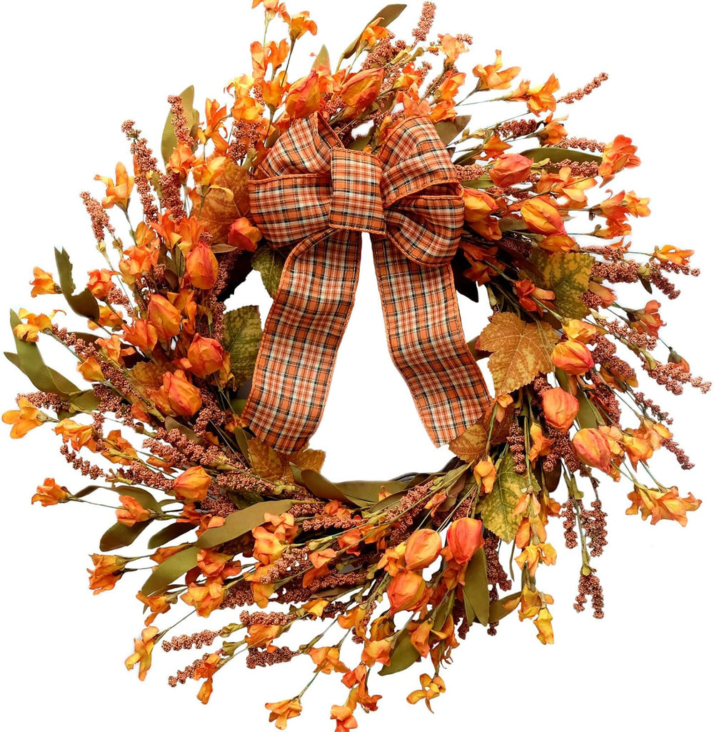 Idyllic 18 Inches Artificial Fall Wreath, Autumn Decoration with Berries &amp...