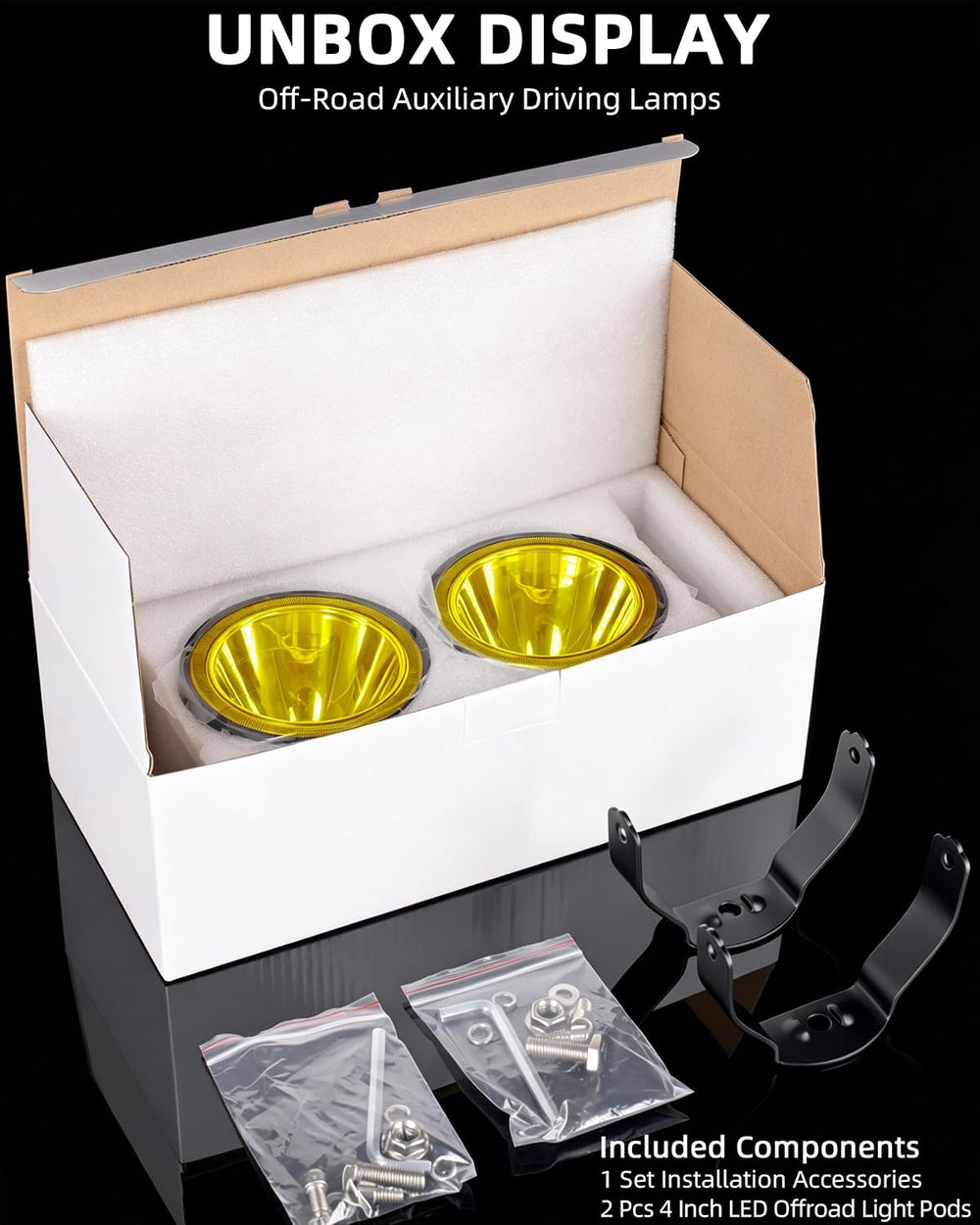 4 Inch Round Led Pod Lights, 60W LED Fog Lights, Amber/Yellow