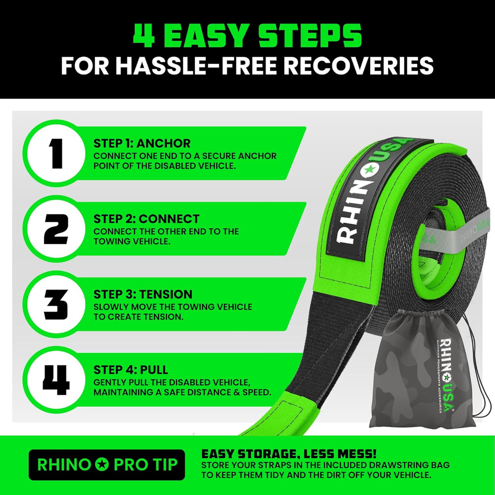 Rhino USA Offroad Recovery Tow Strap (2in x 20ft) - 20,024lb for UTV/ATV