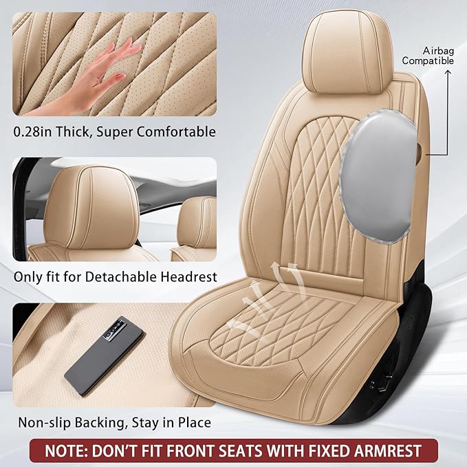 WELLDO Car Seat Covers Full Set, Leather Seat Covers
