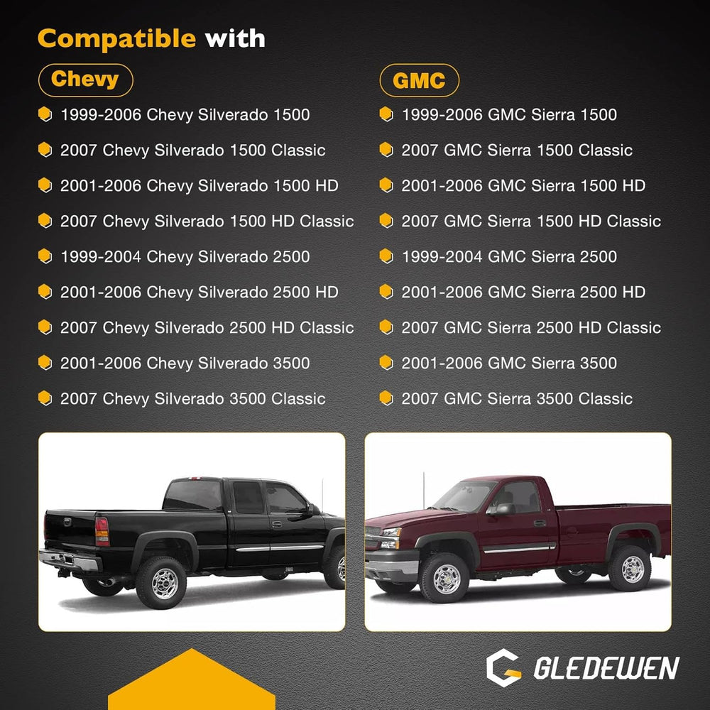 Gledewen 15997911 Upgraded Metal Tailgate Handle Latch, with Plastic Bezel Tr...