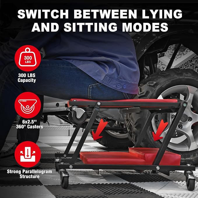 Torin 36" Rolling Foldable Car Creeper Automotive Creeper, 2-in-1 Garage...