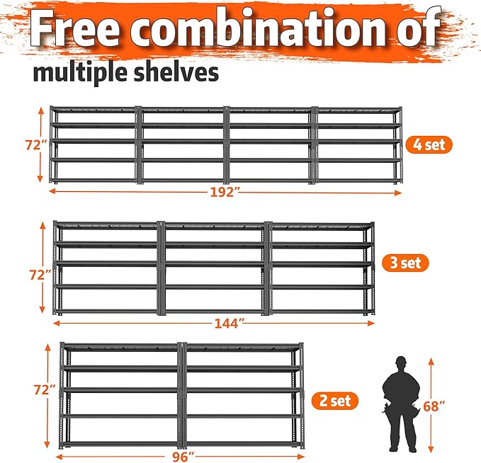 Storage Shelves Heavy Duty, 5-tier Adjustable Metal Industrial Utility Shelf