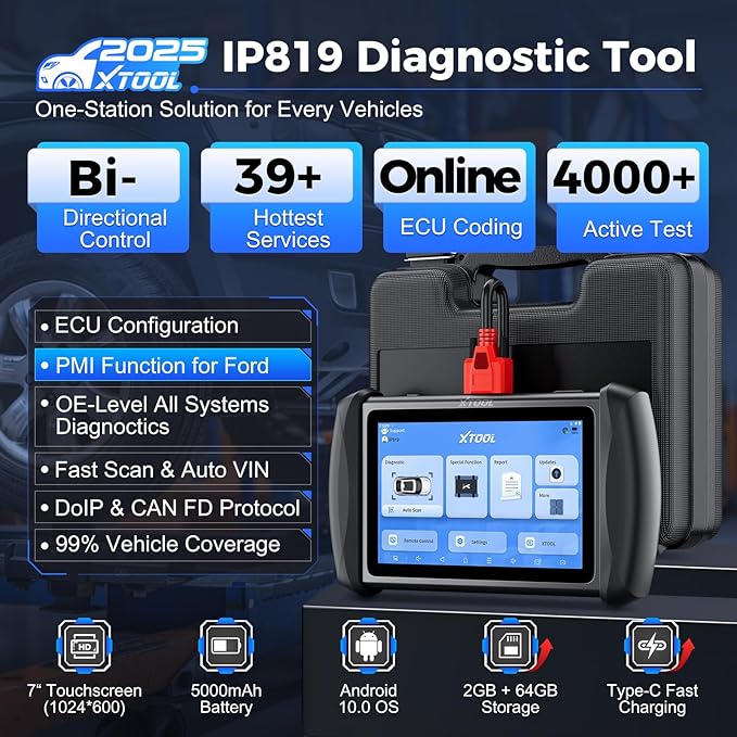XTOOL IP819 V2.0 Bidirectional Scan Tool, 2025 Upgraded OBD2 Scanner