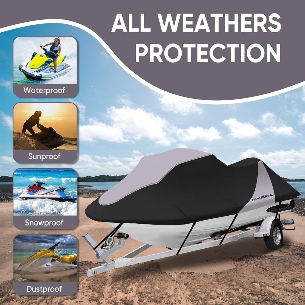 Trailerable Jet Ski Cover Waterproof Jetski Cover 115" to 120"(Grey)