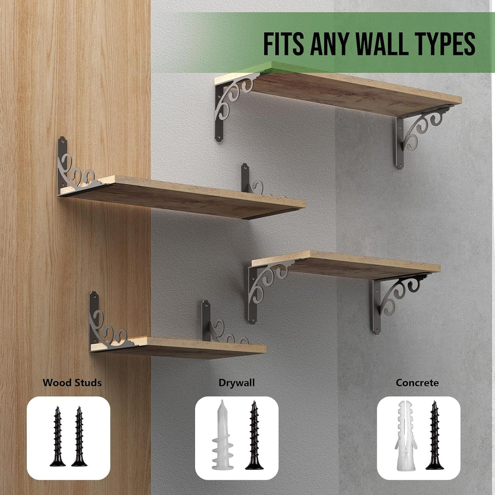 L Shelf Brackets for 12" - 14" Board, Floating Shelf Bracket Heavy ...