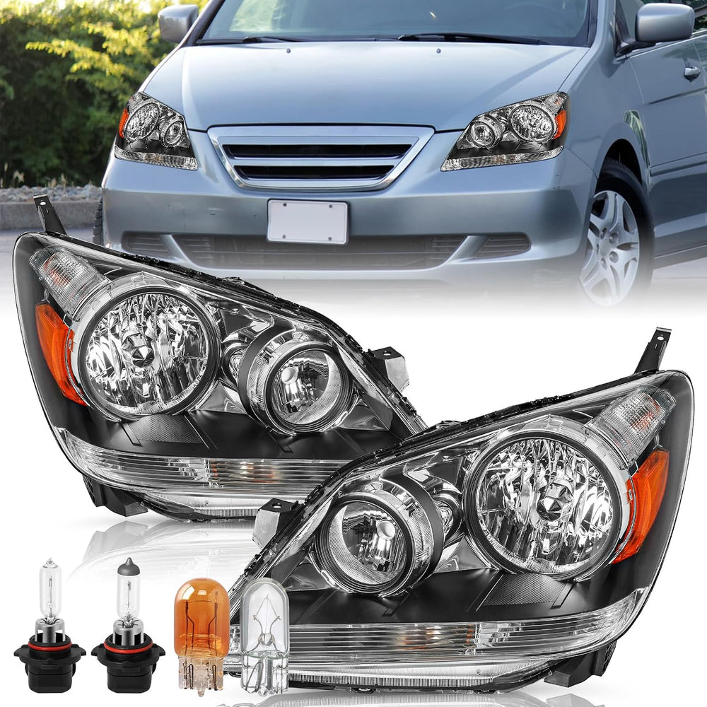 TUSDAR Headlight Assembly Pair w/Bulbs for 2005 2006 2007 2008 2009 2010 Hond...