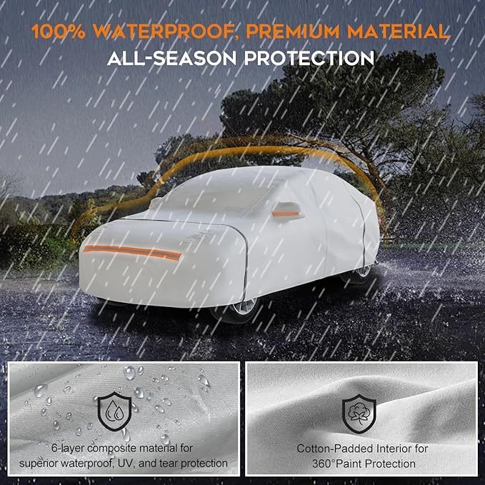 Car Cover Waterproof All Weather, 6 Layers