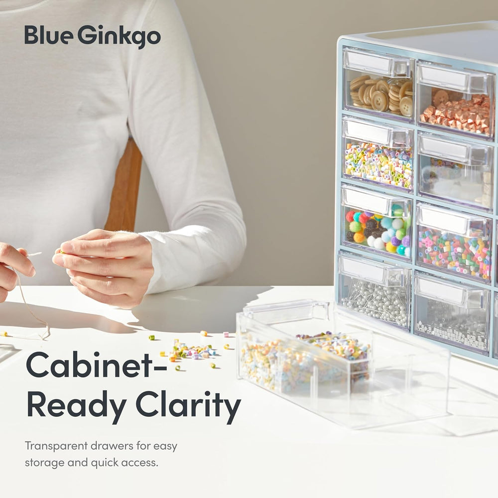 Blue Ginkgo 16-Drawer Storage Cabinet Organizer, Yellow, Made in Korea