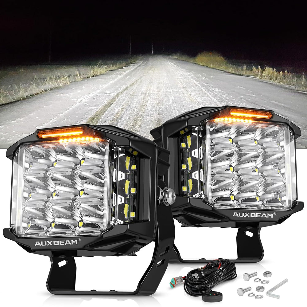 Auxbeam V-MAX Series 5" 168W LED Cube Pod 270° Side Shooter Fog Light Pods