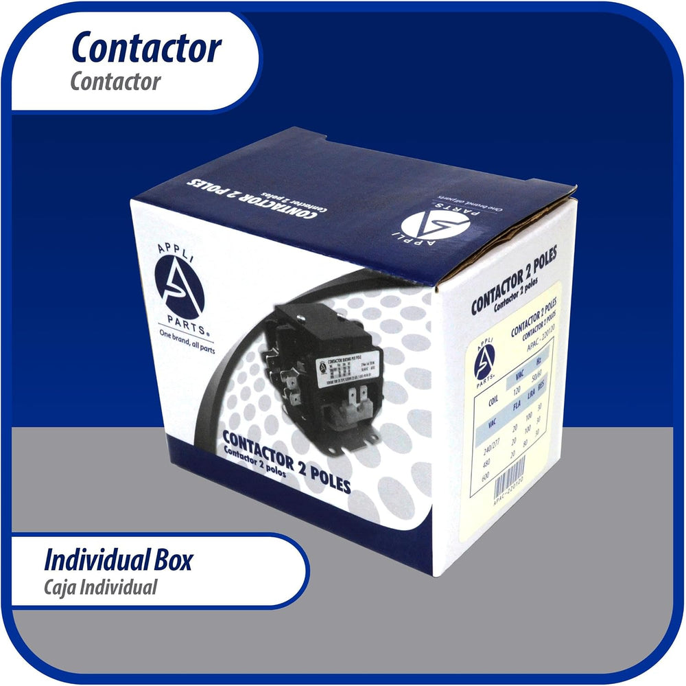 Appli Parts APAC-220120 Heavy Duty Contactor 2 Poles 20A 120V Coil Replacemen...
