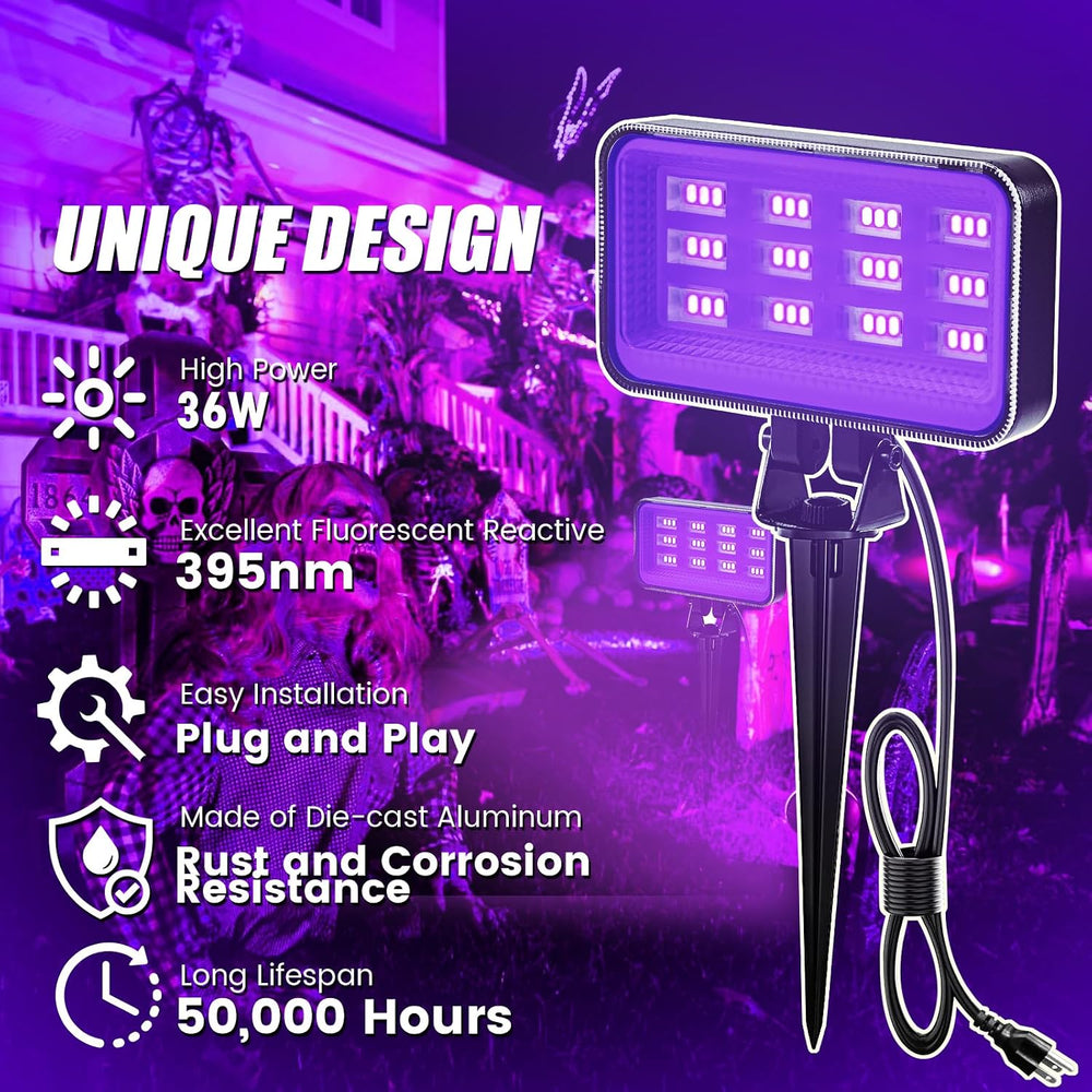 36W Halloween Black Light Spotlight Outdoor - High Power LED Outdoor Black Li...