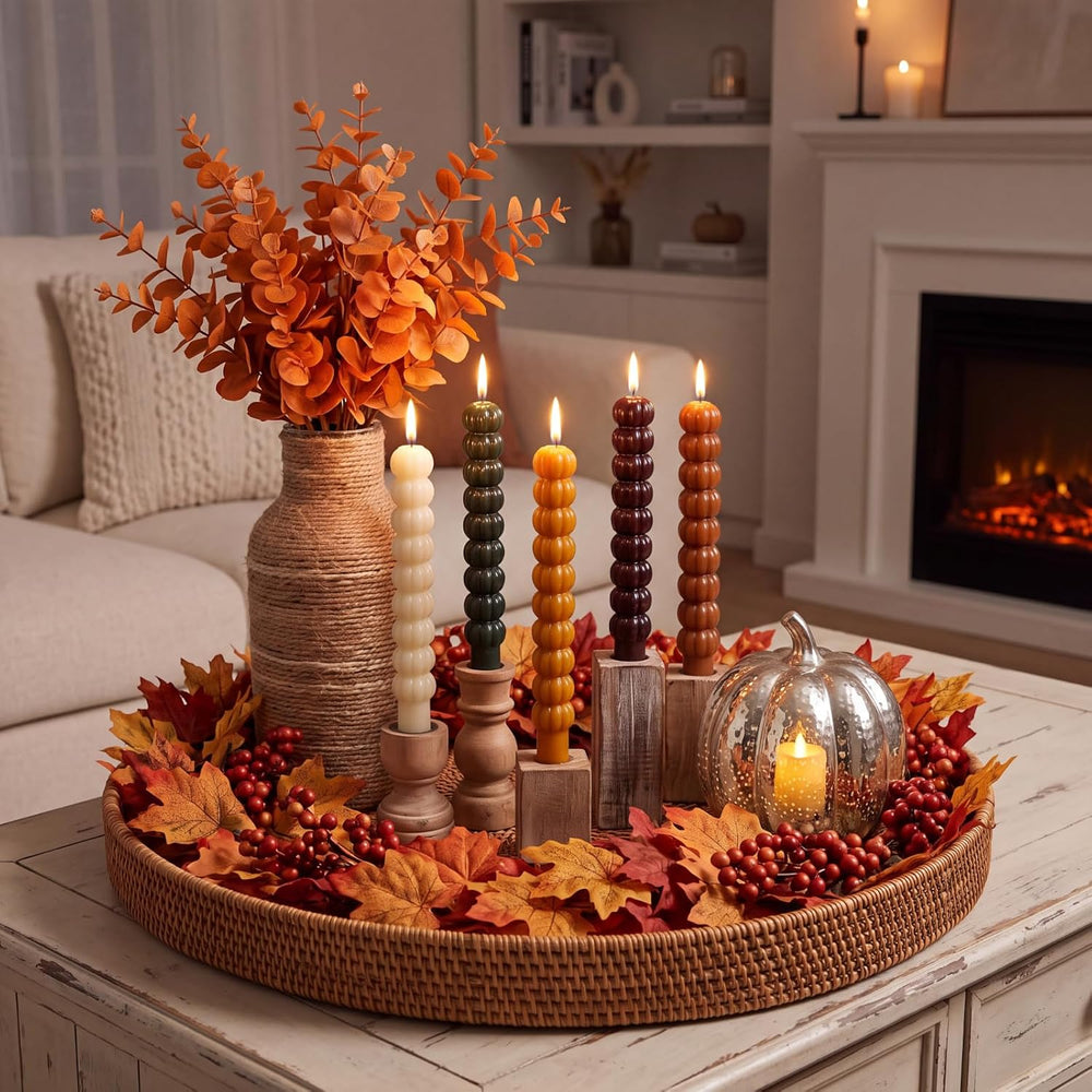 Conelist 5 Pcs Pumpkin Taper Candles Autumn Halloween Gifts, Multicolor