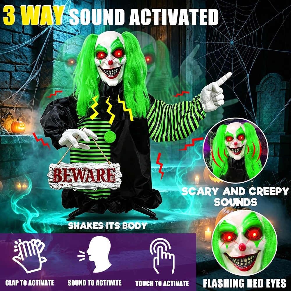 3 Ft Halloween Animatronics Groundbreaker Decorations Outdoor Scary Clown